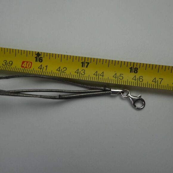 Large Brutalist Abstract Black Silver Tone Pendant on Sterling Dyadema Necklace - Picture 13 of 13